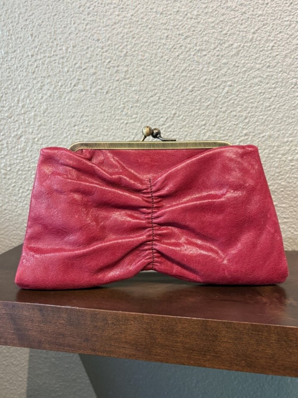 Hobo International Kiss Lock Crinkle Clutch Pink